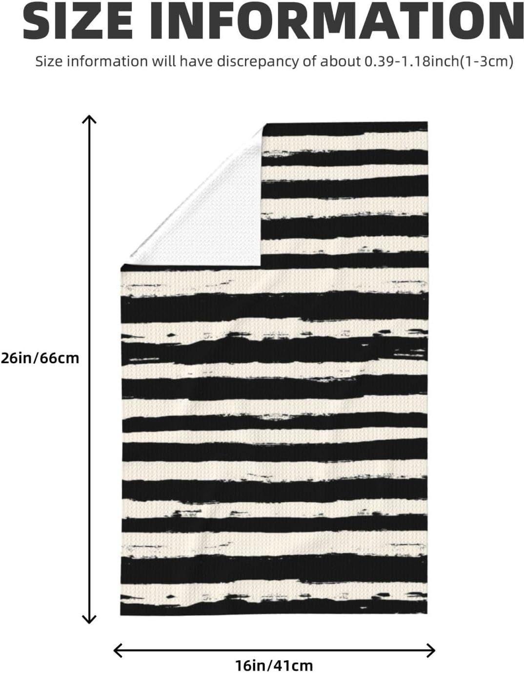 Abstract Stripe Kitchen Towels Set of 2, Black and Off-White Absorbent Hand Towel for Kitchen Bathroom, Modern Line Art Decor Tea Dish Towels for Drying Dishes with Loop, 16x26 Inch image 2