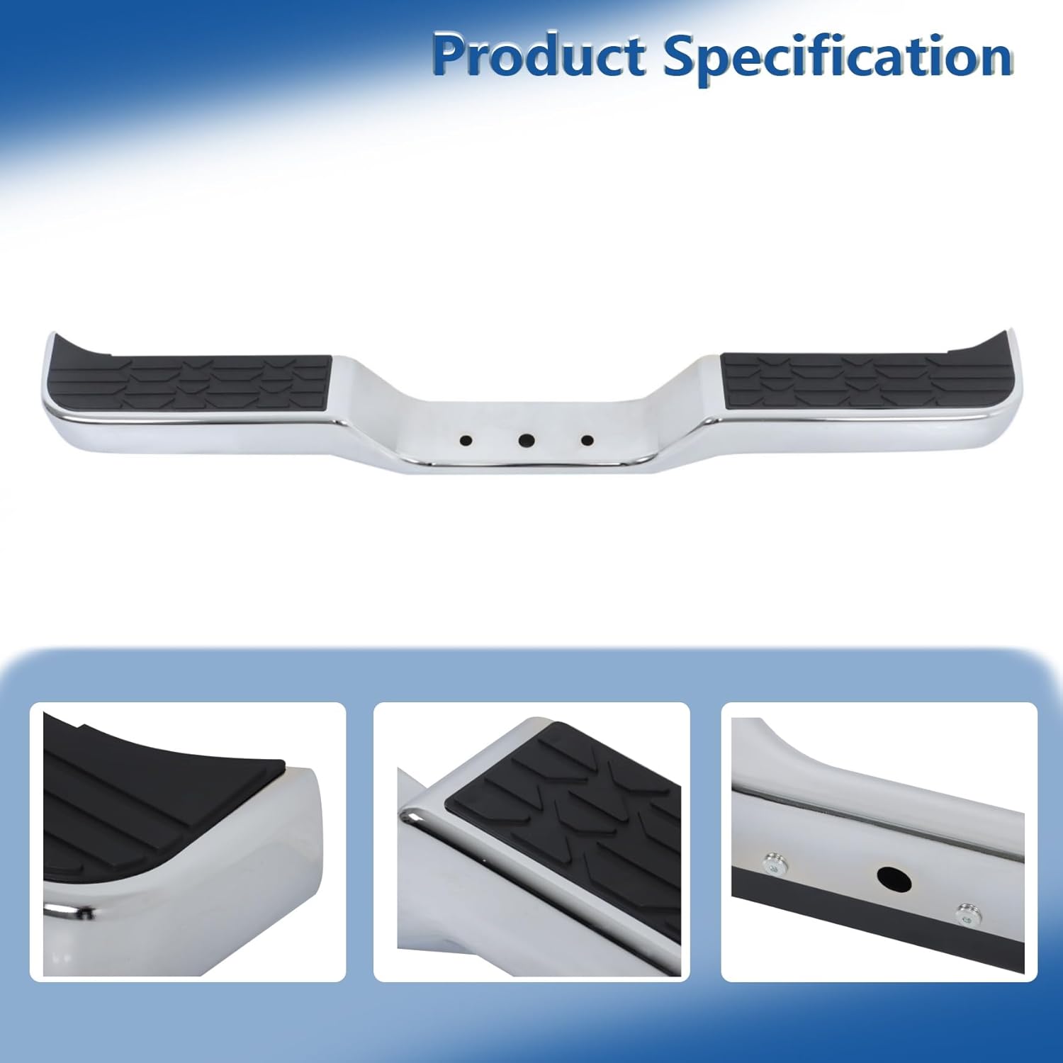 Chrome Steel Rear Step Bumper Replacement for Toyota Pickup DLX 1989-1995 with Deluxe Level Trim 002283591213-PFM