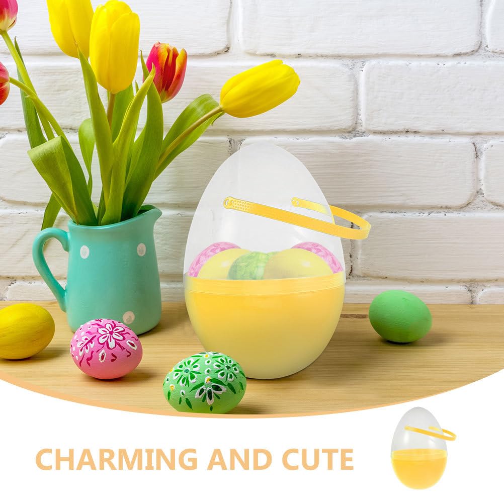 Artibetter 2 Uova di Pasqua Giganti: 25 Cm, Aperte in Alto con Manici per La Caccia Pasquale - Sacchetti di Plastica Giganti Riempibili