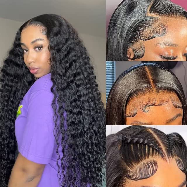 5x5 Deep Wave HD Lace Closure Wigs Human Hair 5x5 Curly Closure Wig for Women 180% Density Pre Plucked with Baby Hair Glueless Deep Wave Wig Super Soft 20 inch