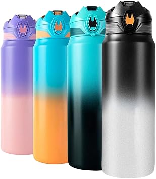 Insulated Water Bottle - 32 Oz/ 24 Oz, Leak Proof, Vacuum Insulated Stainless Steel, Double Walled, Metal Canteen