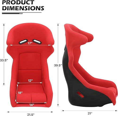 Miniatura 2 de MoNiBloom Asiento de carreras de simulador de estilo cubo universal de 40 pulgadas con deslizadores dobles ajustables, color rojo