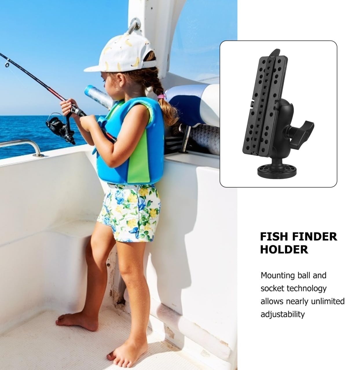 Mikikit 3pcs Fish Finder Bracket Float Tube Fish - Mount Fish Marine Electronic Mount Ocean Kayak Rotating Stand Fish Finder Ball Mount Kayak Accessories Fish Finder Mount Base Spherical