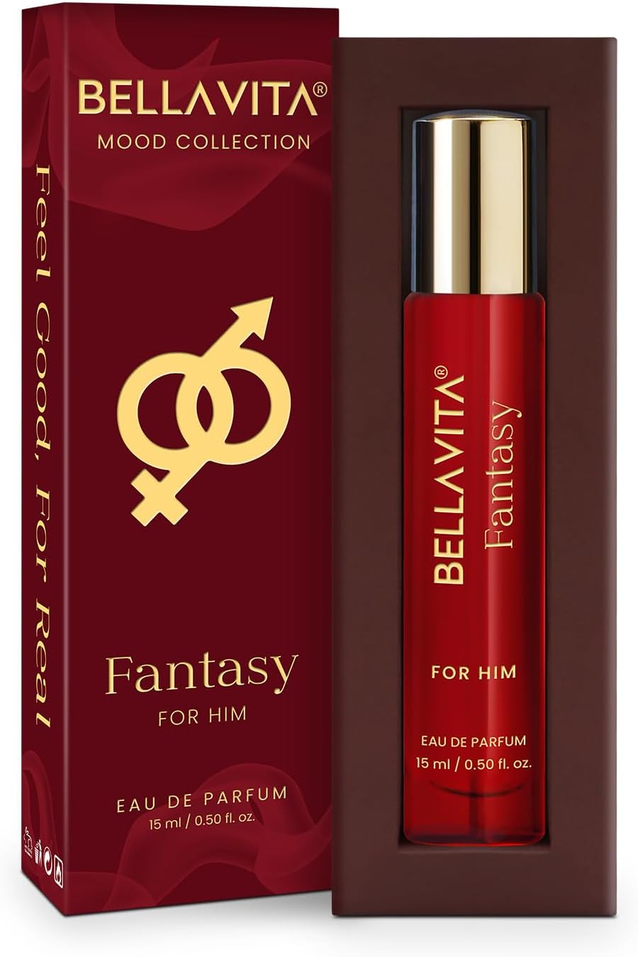 BELLAVITA Mood Collection Fantasy EDP for Him with Apple, Cinnamon, Musk and Vanilla |Premium, Long Lasting Fragrance Perfume for Men, 15ml