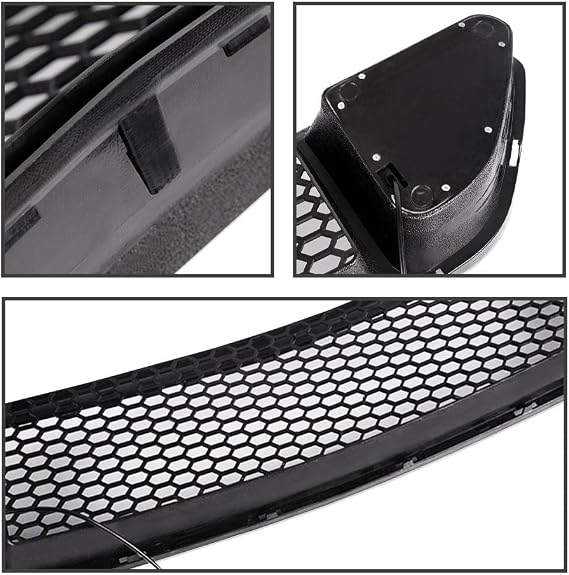 G-PLUS Front Upper Mesh Grille w/DRL LED Light Compatible with Ford Mustang 2015 2016 2017 Gloss Black