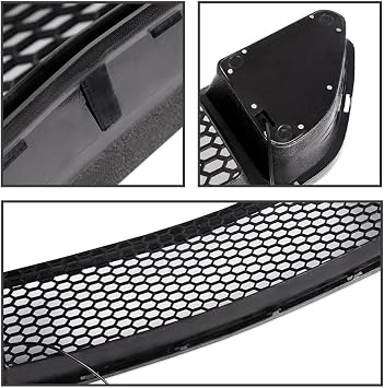 G-PLUS Front Upper Mesh Grille w/DRL LED Light Compatible with Ford Mustang 2015 2016 2017 Gloss Black