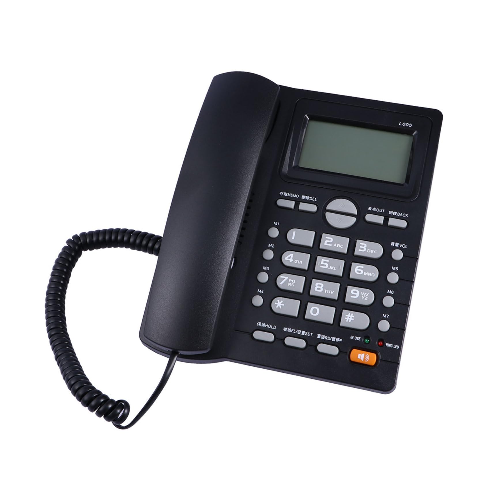 NUOBESTY Telefono Fisso da Ufficio e Casa Doppio Ingresso Nero | Identificazione Chiamate, Funzione Musicale Integrata, Protezione Antifurto Elettronica, per Negozio e Telemarketing