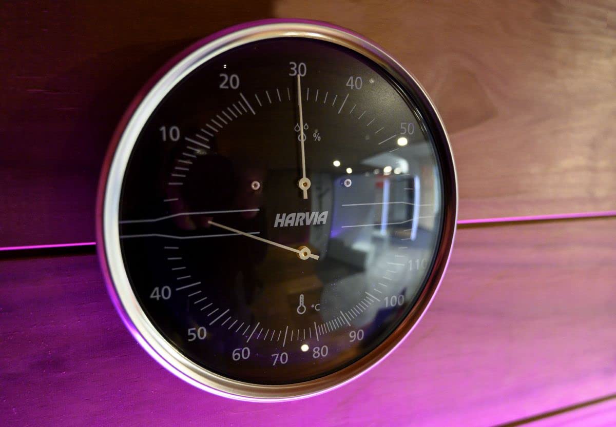 Sentiotec Thermo-Hygrometer rund 160mm aus Edelstahl, schwarz
