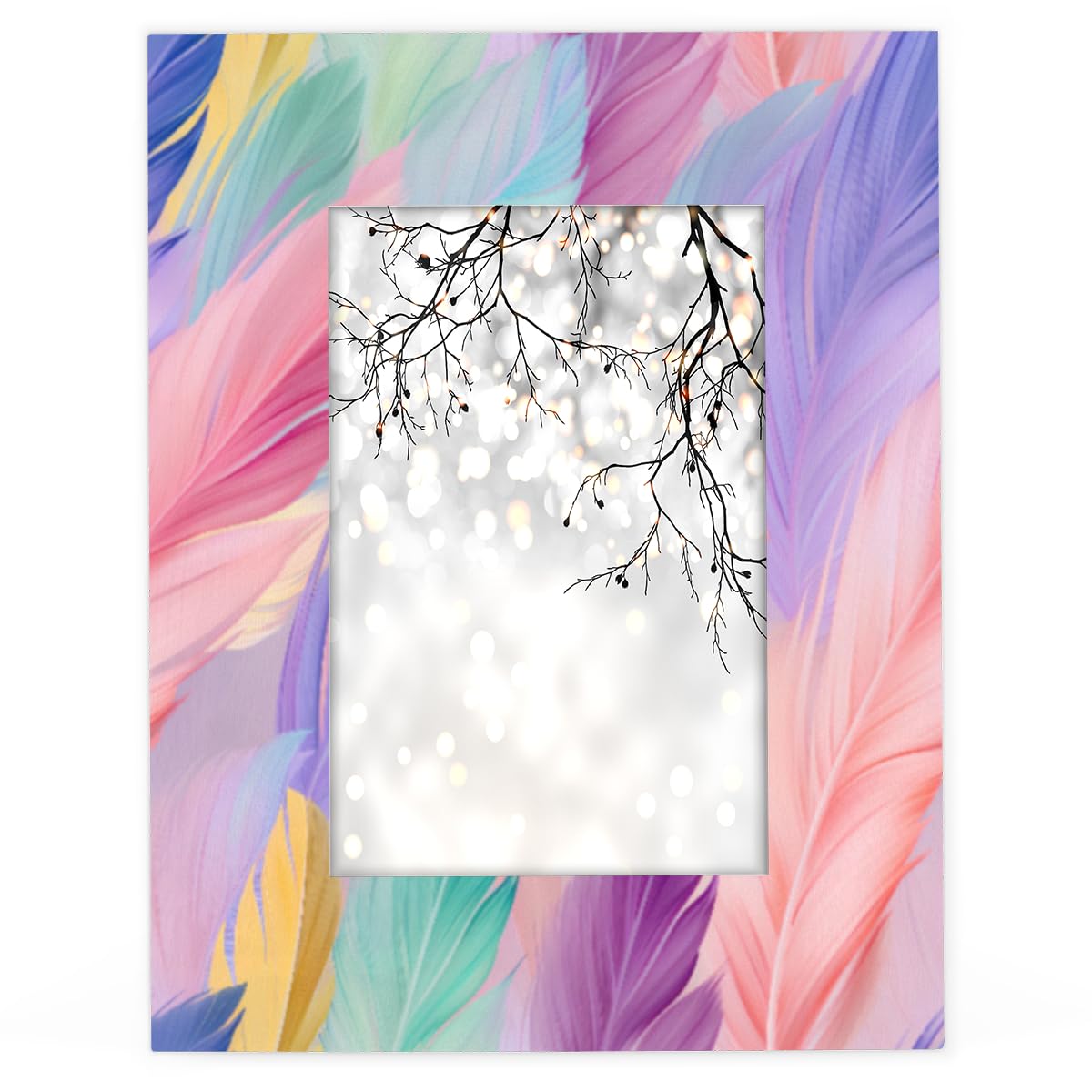 cfpolar Personalized Custom 11x14 Picture Frame, Custom Name Photo Frame Fits to 11x14 inch Photos Customized Picture Frames for Tabletop & Wall Display Home Decor, Colorful Feather