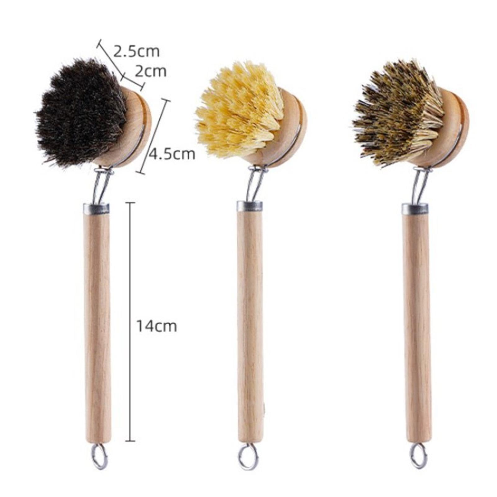 Cepillo de bambú para Fregar Platos, de Madera, para Cocina, de Hierro Fundido, para sartenes y ollas (2 Unidades)