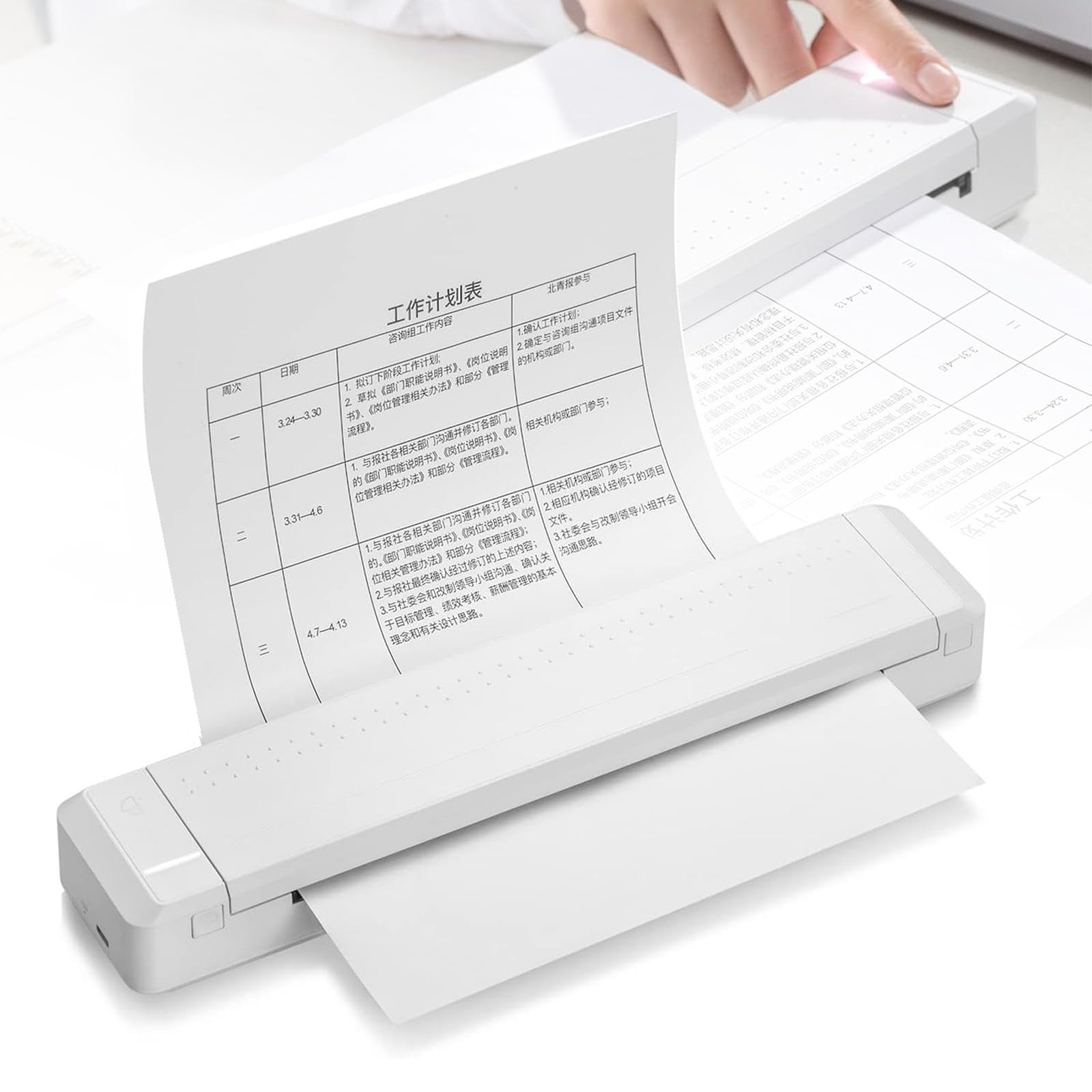 Imprimantes Papier A4 sans Fil 300 DPI, imprimante sans Encre, imprimante Thermique A4 Compatible pour Les Voyages, la Maison, Les études et Le Bureau