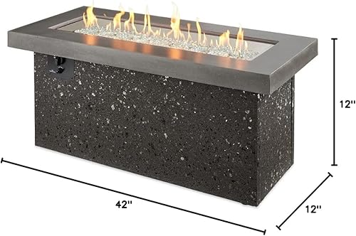 Vista 5 de Outdoor GreatRoom Co Propane Fire Pit Table - Key Largo Gas Fire Pits for Outside Patio - 48 Inch Rectangular Concrete Firepit Fire Table, Stucco