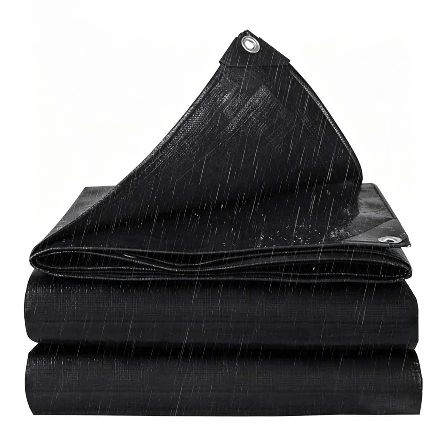 Ffsaacol Tarps Heavy Duty Waterproof, PVC Tarpaulin Heavy Duty With Metal Grommets, 180g/m² Heavy Duty Tarp Cover, for Emergency Rain Shelter Camping Tarpaulin Black, 5x7m/16.4x23.0ft