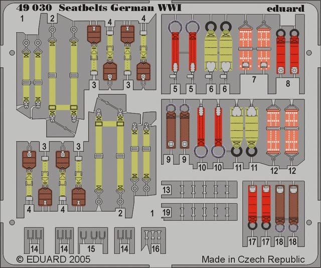 Eduard 49030 WWI German Fighter Seatbelts 1/48 Scale Color Photoetch Detail Set