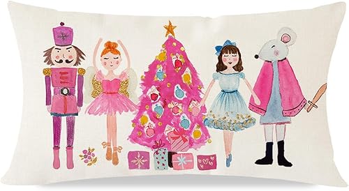 Miniatura 8 de PANDICORN Funda de almohada de Navidad de 12 x 20 pulgadas, decoración de cascanueces de Navidad, decoración de fiesta de árbol de Navidad,