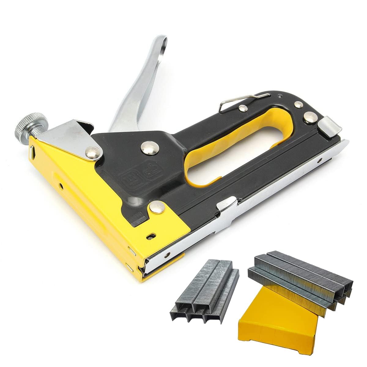 AUREXA Metal Staple Gun 3 in 1 Heavy Duty with 1000Pcs Staples for Upholstery, Fixing Material, Decoration, Carpentry, Furniture (Multi Color)