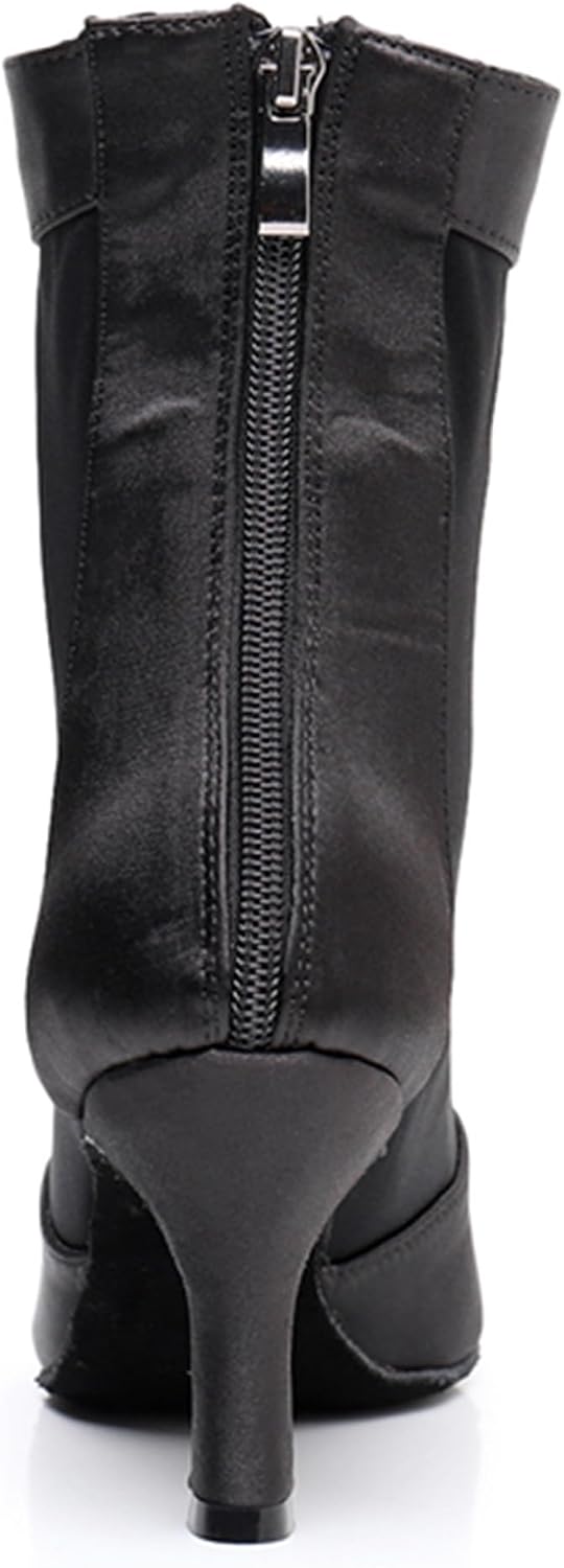 Womens Girls Party Dance Shoes Peep Toe Ballroom Dancing Ankle Booties