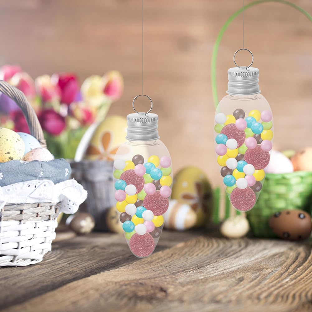 Garneck 20Pcs Christmas Fillable Bulb Ornaments Small Light Bulb Candy Bottle with Screw Off Bottle Caps 3.3'' Clear Plastic Xmas Ornaments for Candy DIY Crafts Christmas Tree Party Decoration