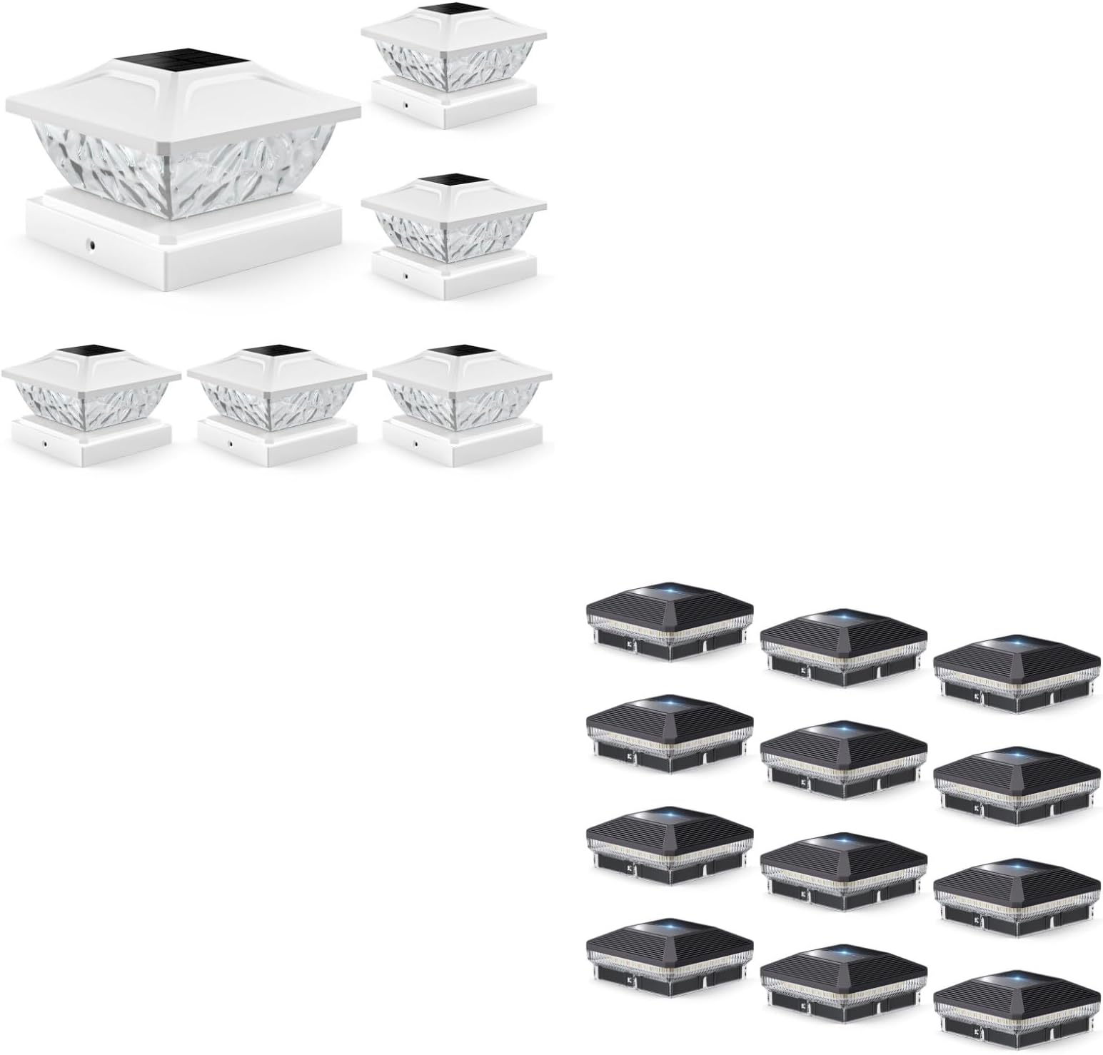 ENSLI 6 Pack 40 LEDs Solar Post Lights & 6 Pack Solar Post Cap Lights
