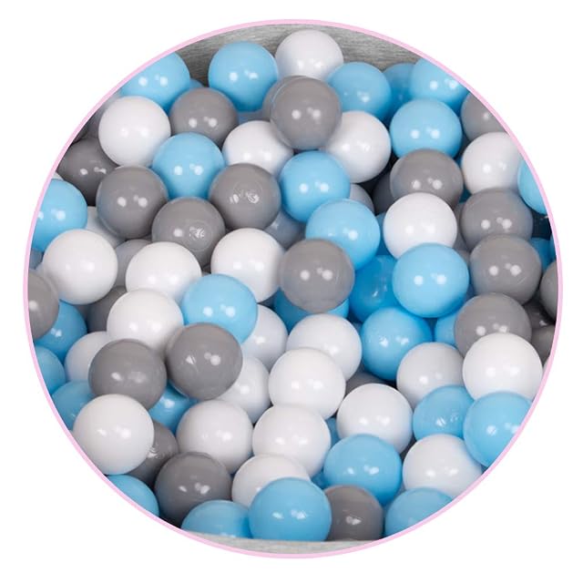 Foto 2 de 7 de Selonis Blanda Piscina De Espuma 90X30cm/200 Bolas para Bebé Niño Redonda, Gris Clr:Blanco,Gris,Azul Clr