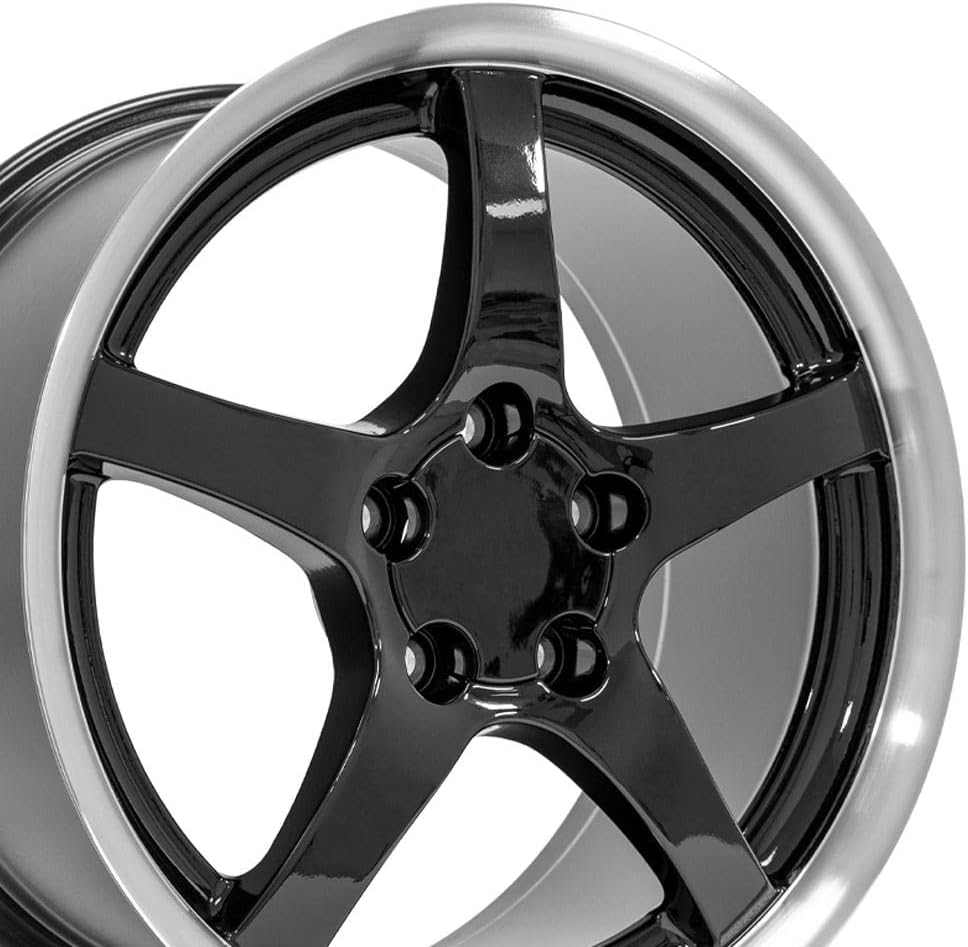 OE Wheels CV05 18 Inch Rim Fits Corvette C5 Style 5x120.65 18x9.5 Gloss Black Machined Lip (1)