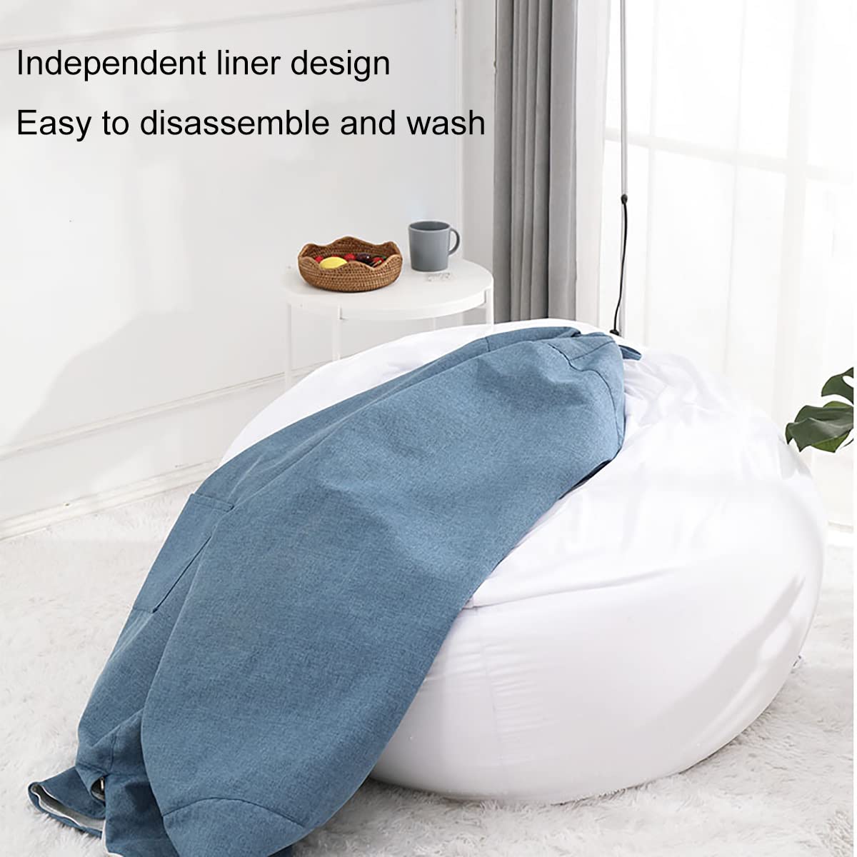 LDIW Fodera Per Pouf A Sacco In Finto Scamosciato – 90x100 Cm, Colore Candy Powder, Senza Imbottitura - 2