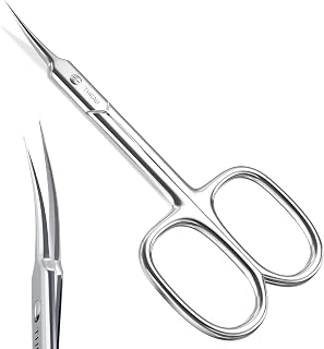 THRAU Precision Cuticle Scissors - Extra Fine Curved Blade for Manicure Pedicure, Eyebrows, Eyelashes & Dry Skin Trimming