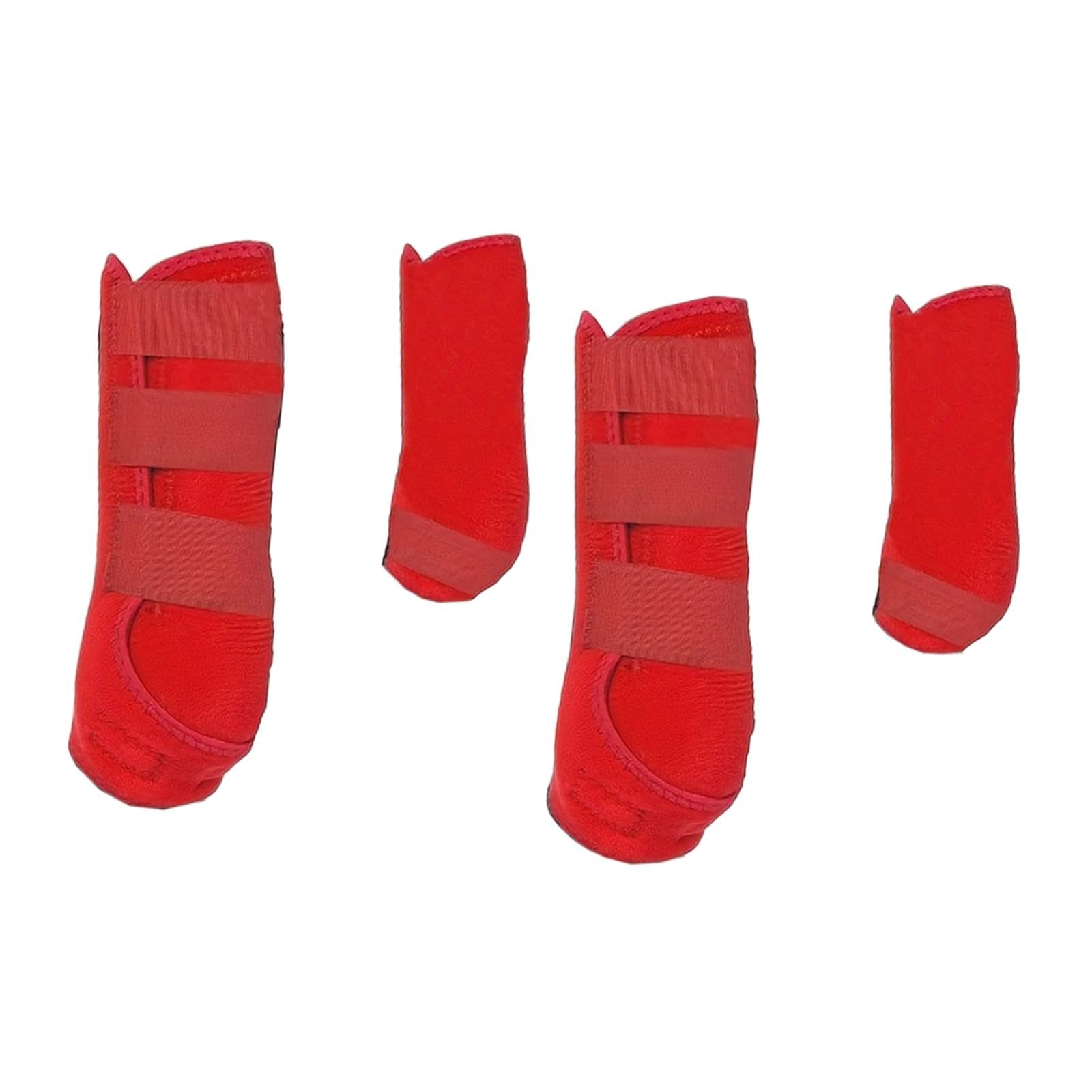 Yiju 4X Horse Boots Leg Wraps for Front and Rear Legs Support in Jumping and Riding, red