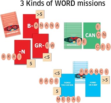 Chalk and Chuckles Super Word Spy - Fun Family Word Game, Kids and Adults Age 8 and Up (8-99 Yrs), Educational Board Games for Girls, Boys 10 Years