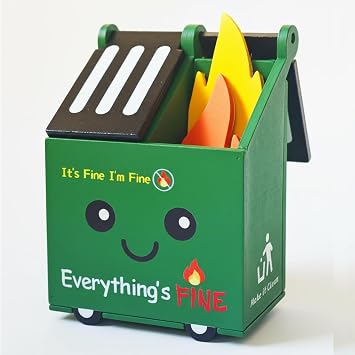 Dumpster Fire Desk Accessories, Dumpster Fire Pencil Holder with 60pcs Flame Sticky Notes, Funny Desk Decor, Cute Office Decor, Funny Gifts for Women Men, Cool Gag Gifts for Coworkers