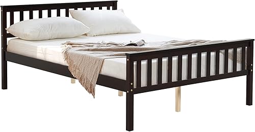 Miniatura 36 de NAFORT Base de cama de plataforma de madera individual con cabecero, base de madera maciza y soporte de listones de madera fuerte, base de colchón,