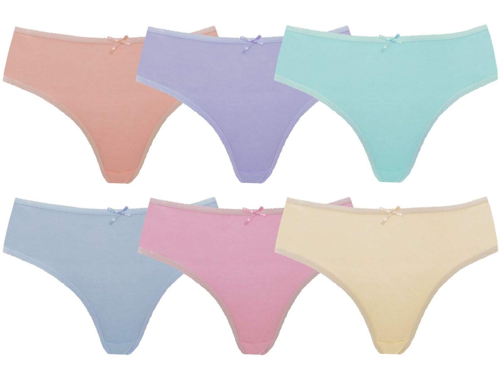 F & S Ltd Women's Pastel Assorted 3 X Cotton Bikini Briefs Pants Knickers Underwear In Size 10 To 20 (10-12/34''-36'' Hips, )