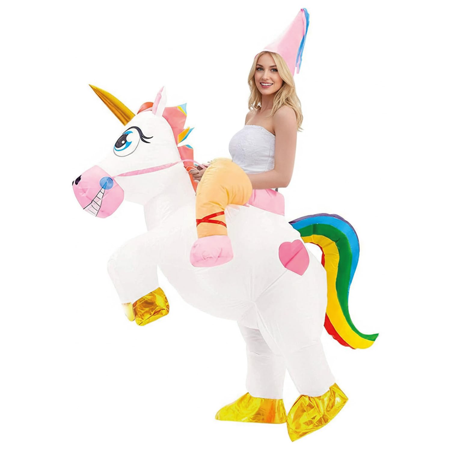 AirSuit® Disfraz de Unicornio mágico Hinchable | Disfraz Inflable Divertido | Tamaño Adulto 160 a 190cm | Poliéster Cómodo | Resistente | Sistema de inflación Incluido | OriginalCup®