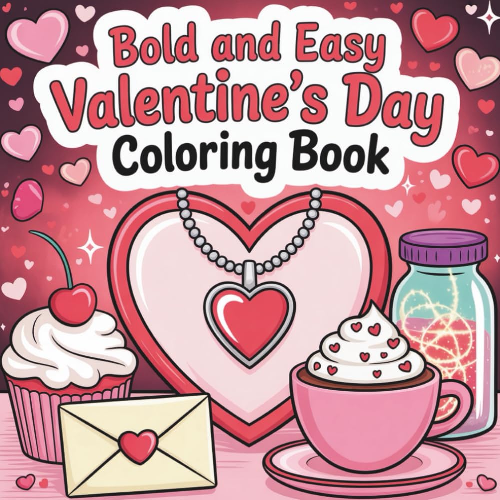 Bold and Easy Valentine's Day Coloring Book: 40 Cozy Valentine’s Day Pages for Relaxation & Self-Care
