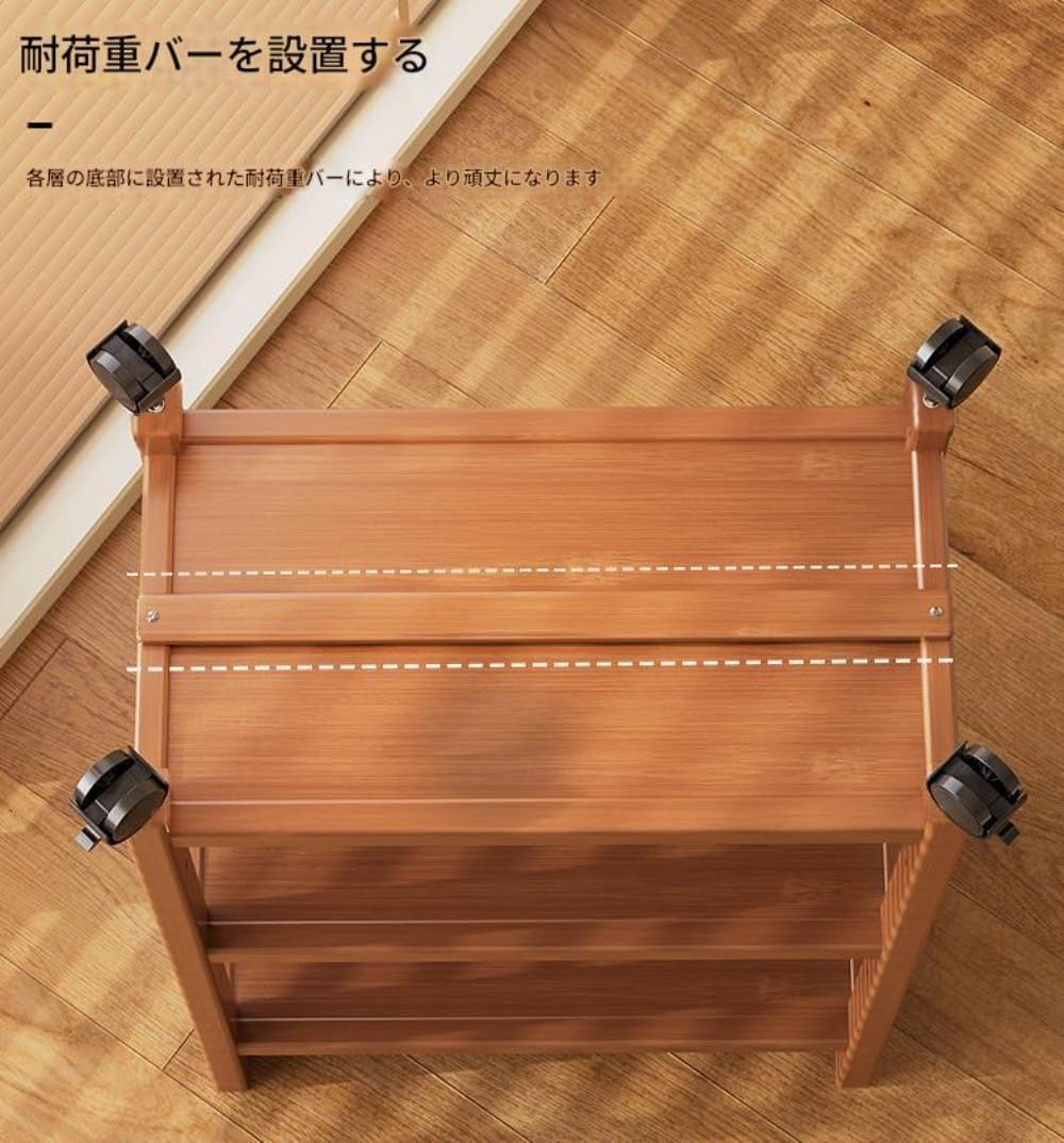 EVREFINキャスター付きモバイルキッチンカート、天然木、スナック収納キャビネット、キッチンカウンター、移動可能、省スペース、レス