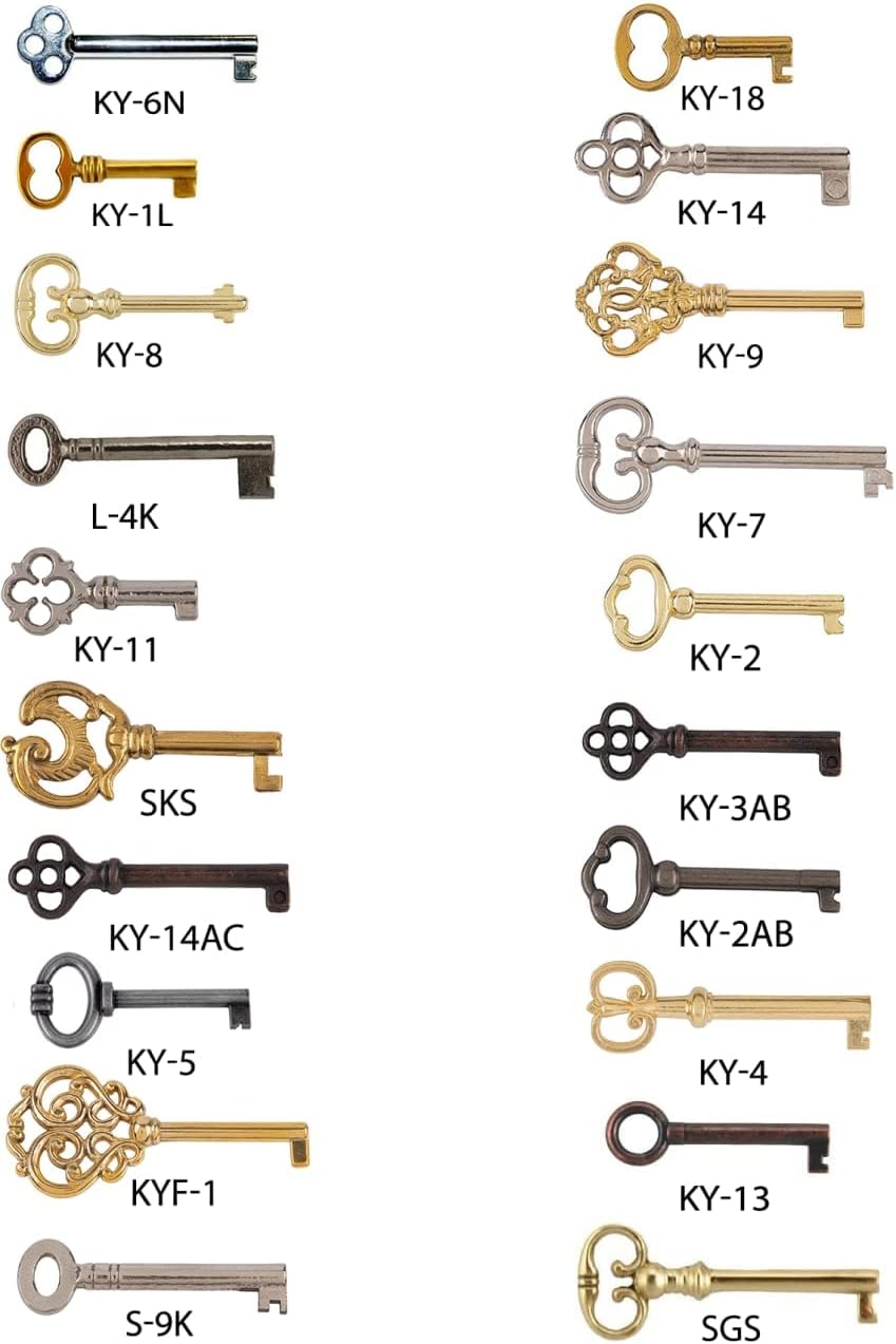 Super Big Clearance! Skeleton Key Set Reproduction for Antique Furniture - Cabinet Doors, Grandfather Clocks, Dresser Drawers Vintage Old Furniture | KY-20S
