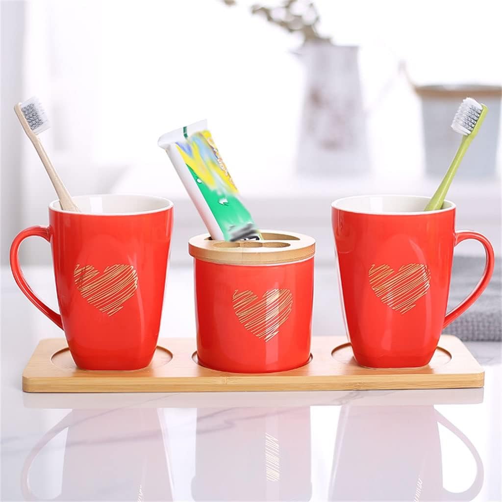 Big Red Ceramic Wedding Home Washing Cup Set Couple Toothbrush Cup Tooth Cylinder Cup Pair