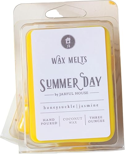 Summer Day - Cera de coco para derretir – Mezcla de madreselva de jazmín y limón, concha de 3 onzas con 6 cubos, aroma floral cítrico de larga