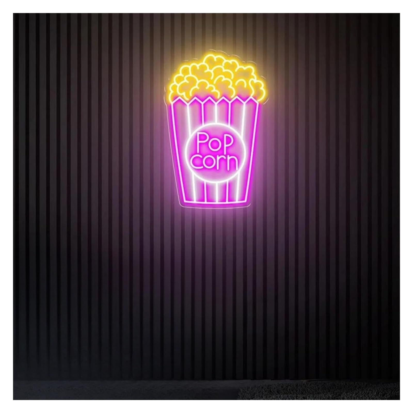 SHOUXI Sign Lamp Pop Corn Neon Sign Snack Bar Film Room Decor Popcorn Lights Dimmable Decoration(F,60X40CM)