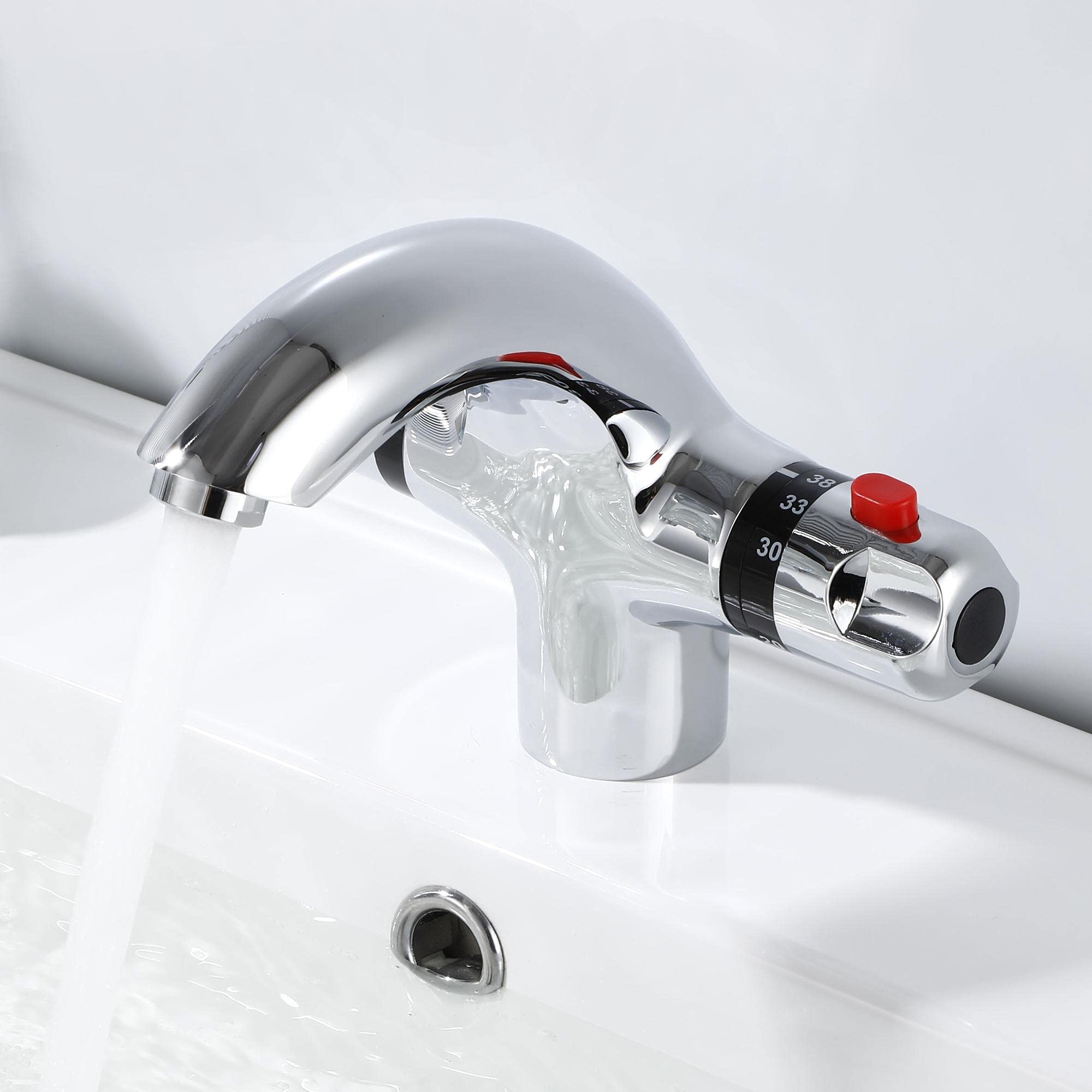 Rubinetto per lavabo con termostato, miscelatore termostatico, miscelatore per lavabo, rubinetto per lavabo, miscelatore per lavabo, miscelatore per lavabo, rubinetto termostatico,cromato