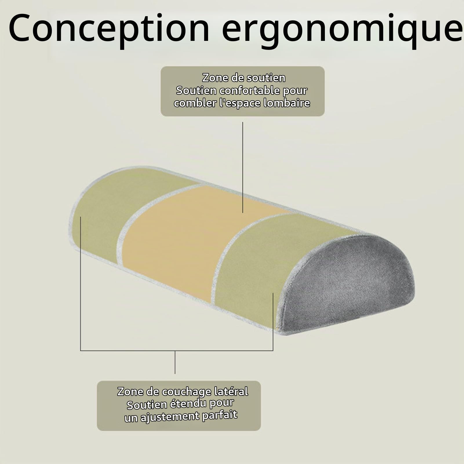 Dioche Oreiller de Genou pour Dormir sur Le Dos, Demi-Lune, en Mousse à Mémoire de Forme, Coussin de Soutien Lombaire Confortable pour la Tête, Les Pieds, Le Bas du Dos, Les Genoux, Gris