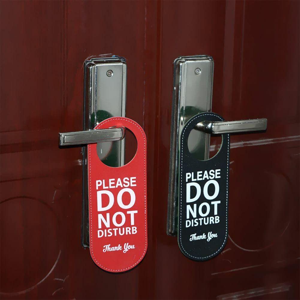 Set 2 Cartelli Da Appendere Alla Porta – Non Disturbare / Bussare Prego In Feltro Rosso E Verde