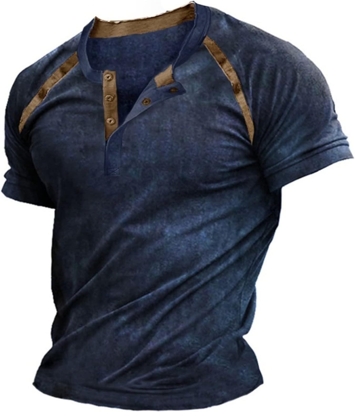 Mens Short Sleeve Henleys T-Shirts Plain Cotton Shirts Cotton