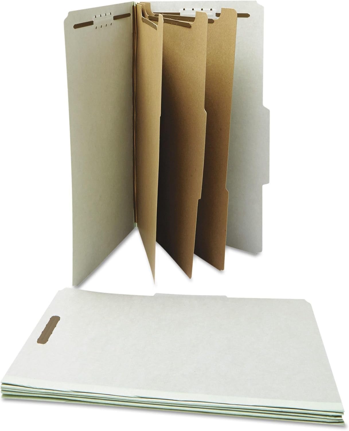 Universal Pressboard Classification Folder, Legal, Eight-Section, Gray, 10/Box (10297)