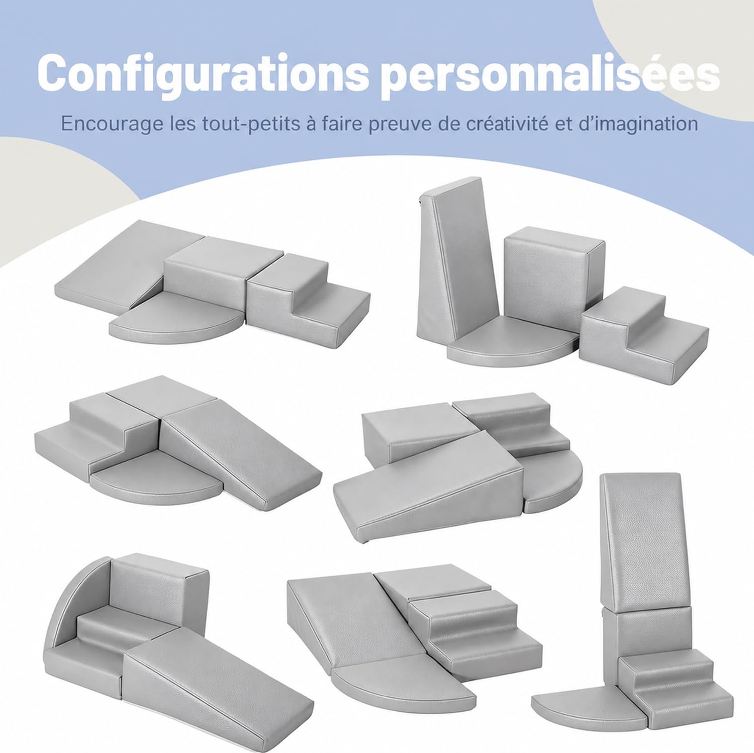 JungleDove Foam Climbing Blocks for Toddlers: 4 Module Motricité Enfant Cuir PU Blocs Mousse Éducatifs - Jouets Descalade Bébé Structure d'escalade Antidérapante Ensemble Rampe Allongée