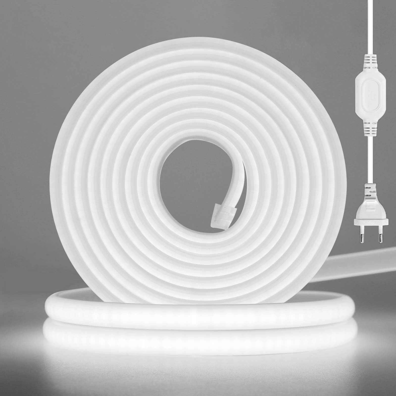 Wisada COB Neon LED Streifen, AC220-240V 288LEDs/m Superhell Flexible FCOB LED Leuchtband (Schnitt alle 50cm), COB LED Band mit Stromkabel für Weihnachten, Party Heim DIY Deko (Kaltweiß, 31M)