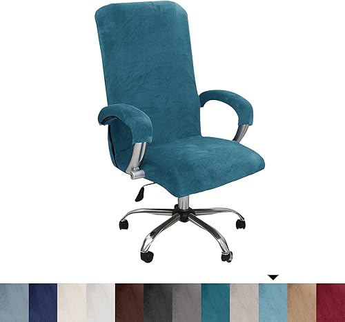 Miniatura 10 de NILUOH Funda de terciopelo para silla de oficina con fundas para brazos, fundas elásticas para sillas de escritorio de computadora, fundas