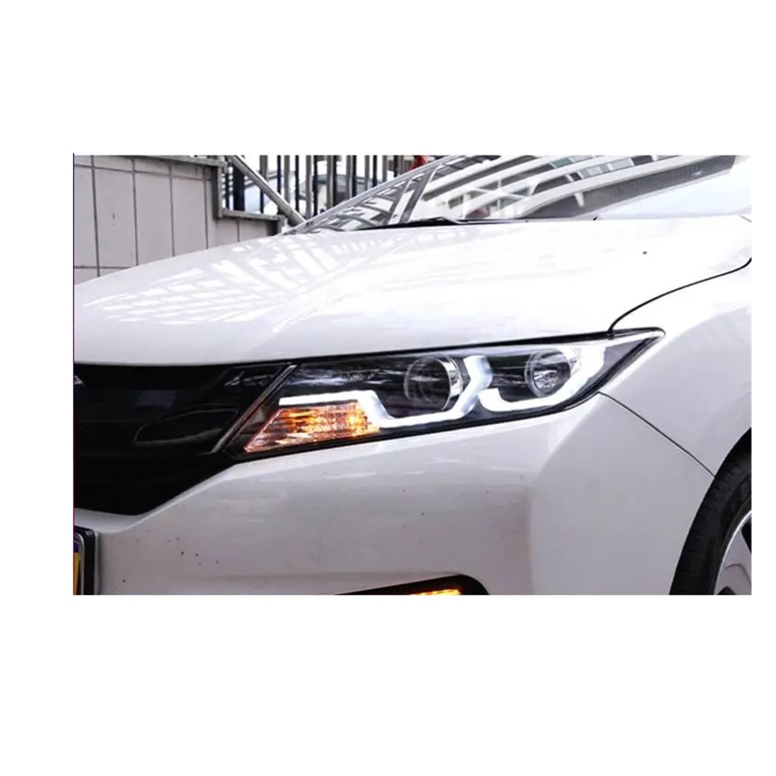 Car Styling Compatible For Honda City 2014-2016 LED Headlight For City Head Lamp With Double LED DRL Double Lens Bi-Xenon HID KIT Assembly(5000K,35W)