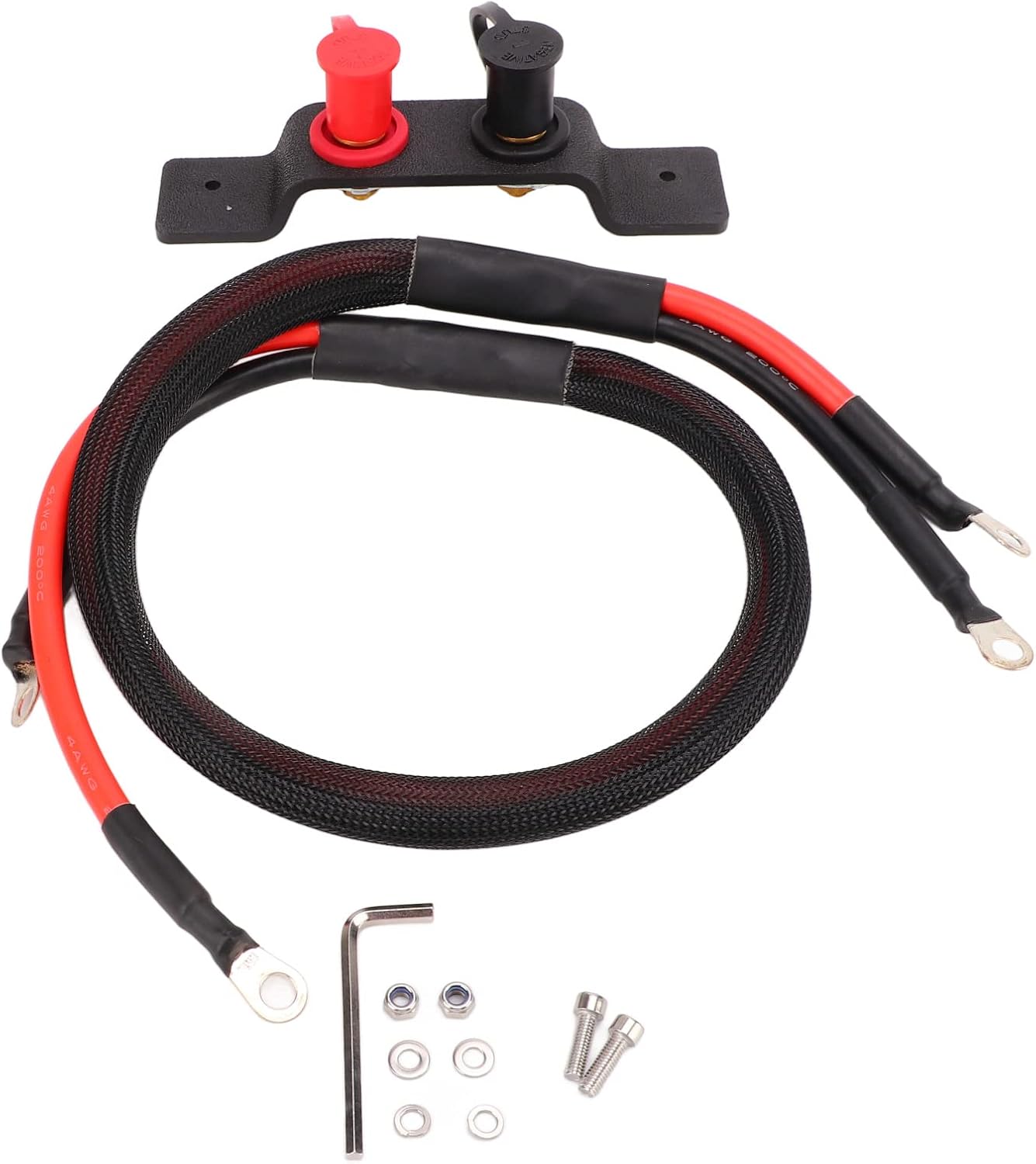 Battery Terminal Relocation Kit, Performance Replacement for ATV, 1.2m Cable with, Battery Post Charging minals Kit for UTV ATV Trucks Tractors Boats