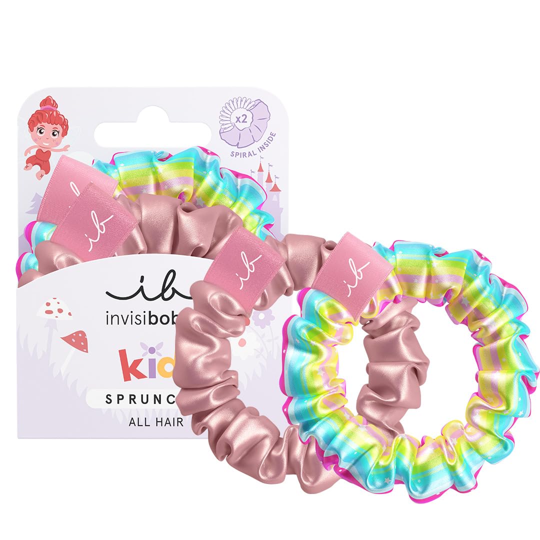 Invisibobble Gumki do włosów dla dzieci w kolorze niebieskim i różowym Sprunchie Slim Kids x2 - Gumki do włosów dla niemowląt nie ranią włosów dziewczynka - Scrunchies włosy zapobiegające ciągnięciu
